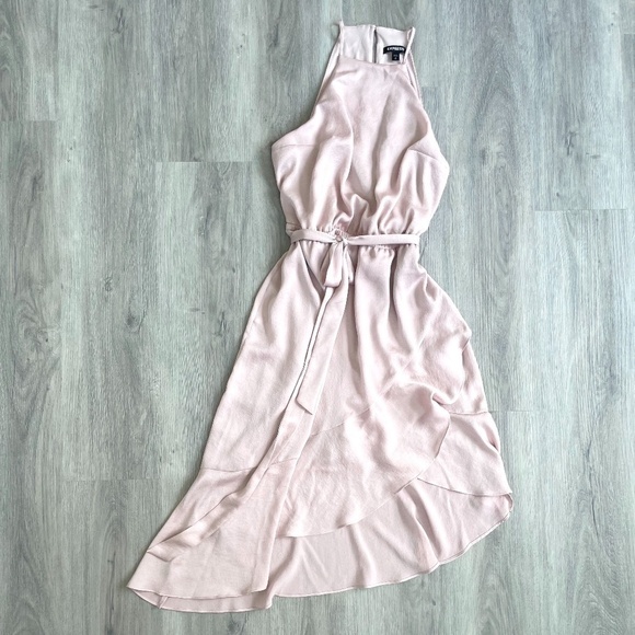 Express High Neck Asymmetrical Fit And Flare Dress - Picture 2 of 11